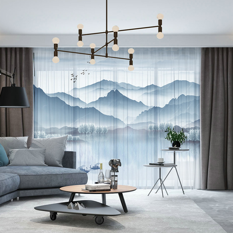 YL-36671 Chinese style curtain for the whole house, new Chinese style, Jiangnan retro classical Hui style ancient building living room villa blackout 