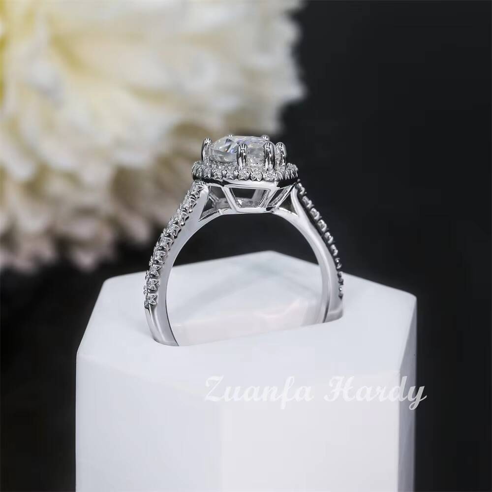 S925 Sterling Silver 9K 14K 18K Solid Gold GRA Certificate D VVS 2ct Hola Band Moissanite Diamond Gold Engagement Ring
