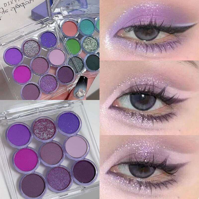 9Colors Glitter Eyeshadow ple Lace Shimmer Pearlescent Matte Acrylic Shadows Palette Waterproof Eye Make Up