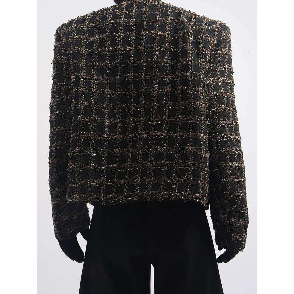 Male 2025 Spring And Autumn New Trendy Temperament Long Sleeve Round Neck Jacket Tweed Woven Short Jackets Small Fragrant Coats
