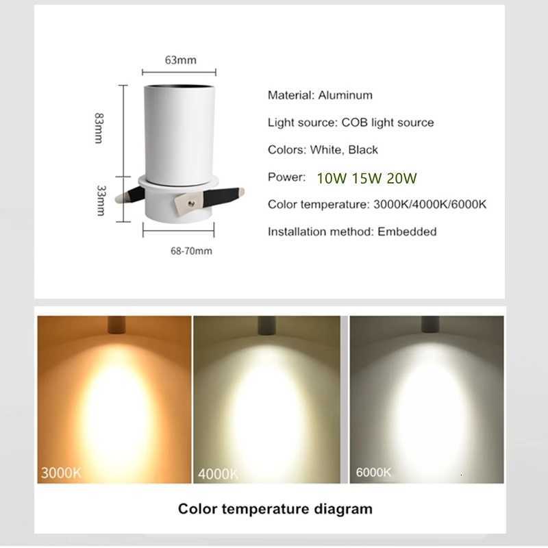 Dimming embedded folding LED downlight 10W 15W 20W LED spotlight for living room TV background wall aisle ceiling COB downlight XJ250725