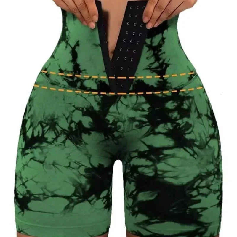 Women Tie Dye Leggings Seamless Knit Slim Shorts High Waist Double Butt Liftting Tights Gym Running Cycling Yoga Fitness Short 250725