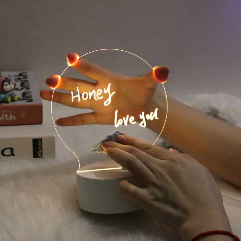 Note Board Creative Led Night Light USB Message Board Holiday Light With Pen Gift For Children Girlfriend Decoration Night Lamp XJ250725