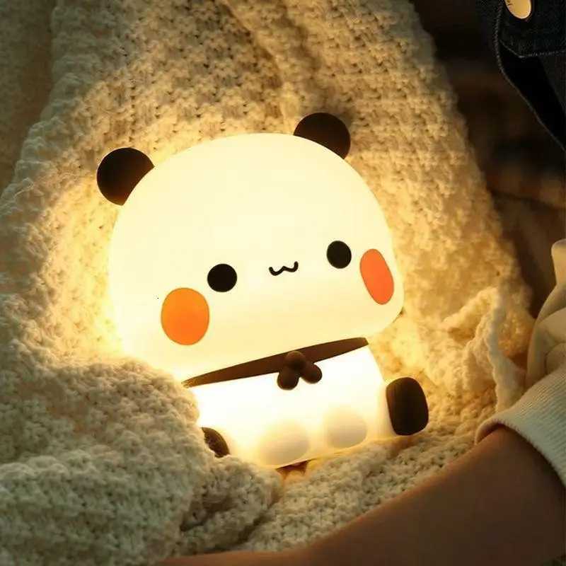 Kawaii Panda Led Night Light Lamp Cute Cartoon Pat Lamp Animal Bedroom Decorative Living Room Dolls Gifts Kids Baby Night Light XJ250725