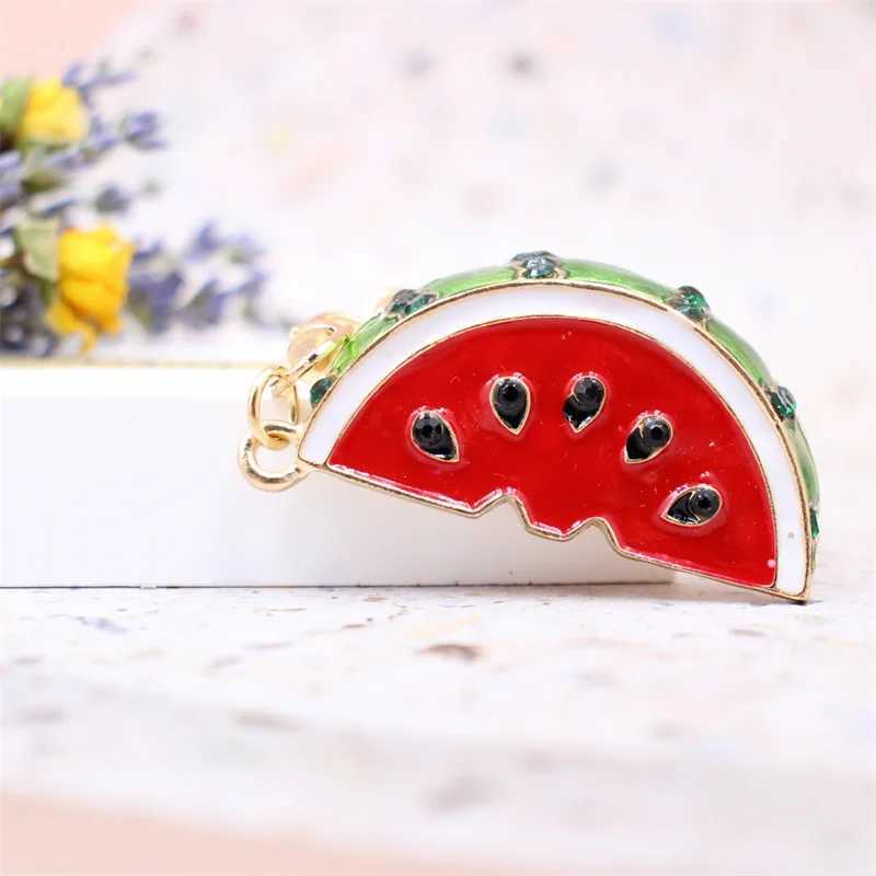 Alloy Simulation Watermelon Keychain Creative Summer Fruit Environmental Protection Model Car Phone Bag Pendant Ornaments Gift R250725