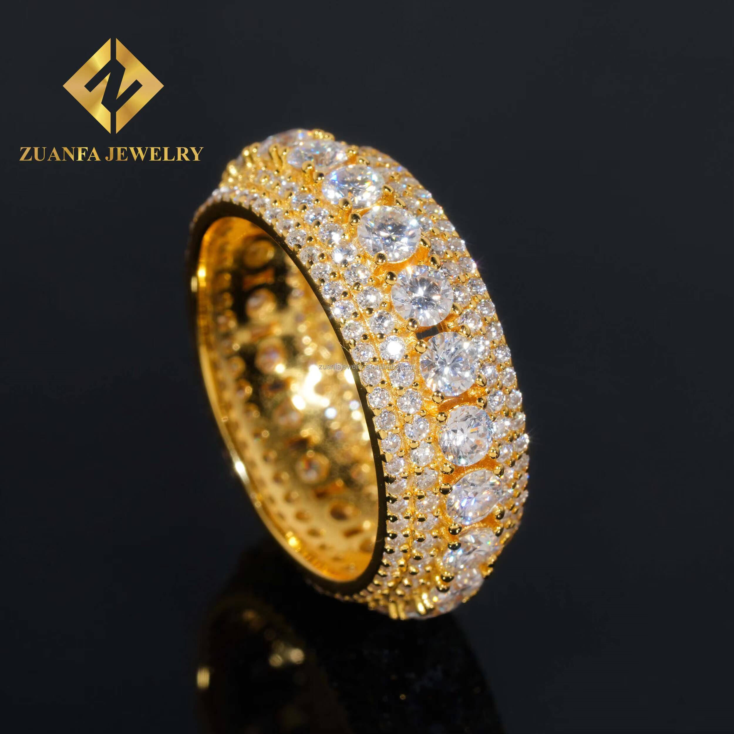 Pass Diamond Tester Rapper Stylish Style Gold Hip Hop Luxury Iced Out Jewelry VVS1 Moissanite Diamond Eternity Band Ring Men