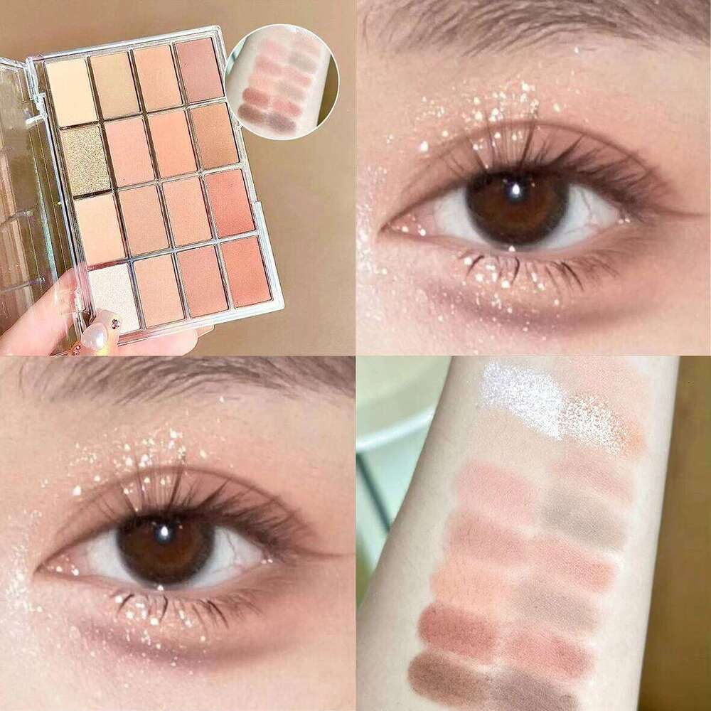 Low Saturation Shadow Palette 16 Colors Glitter Earth Brown Color Shiny Acrylic Eyeshadows Pearl Matte Daily Eye Makeup