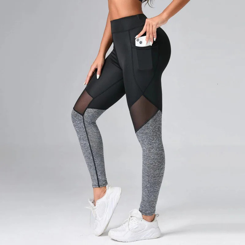 Seamless Sexy Mesh Spliced Legging with Pocket Leggings High Waist Push Up Butt Gym Trainning Fashion Slim Yoga Tights 250725