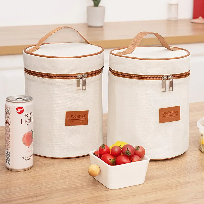 4 Shapes Beige Simple Lunch Bags Large-capacity Japanese Bento Bag Insulated Thermal Portable for Travel Picnic Lunch Box 250723