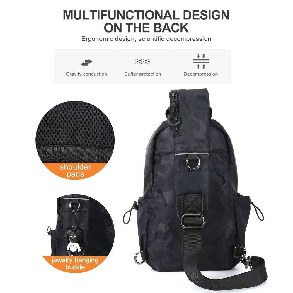 Multifuncional Chest for Men, Casual Multi-Pocket Crossbody Phone Bag, Shoulder Bags Travel Sling Work Bag