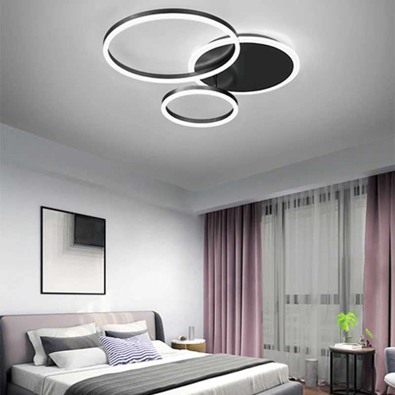 Gold Black Modern LED Chandelier Circular Round LED Light for Bedroom Dining Room Ceiling Lamp Luminaire Home Decor AC85-260V XJ250725