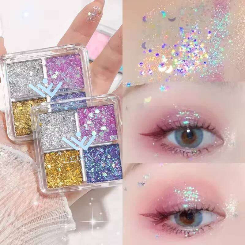 Four-color eyeshadow pearl pink sheet mini sequin elf realm eye shadow palette fine glitter makeup flash