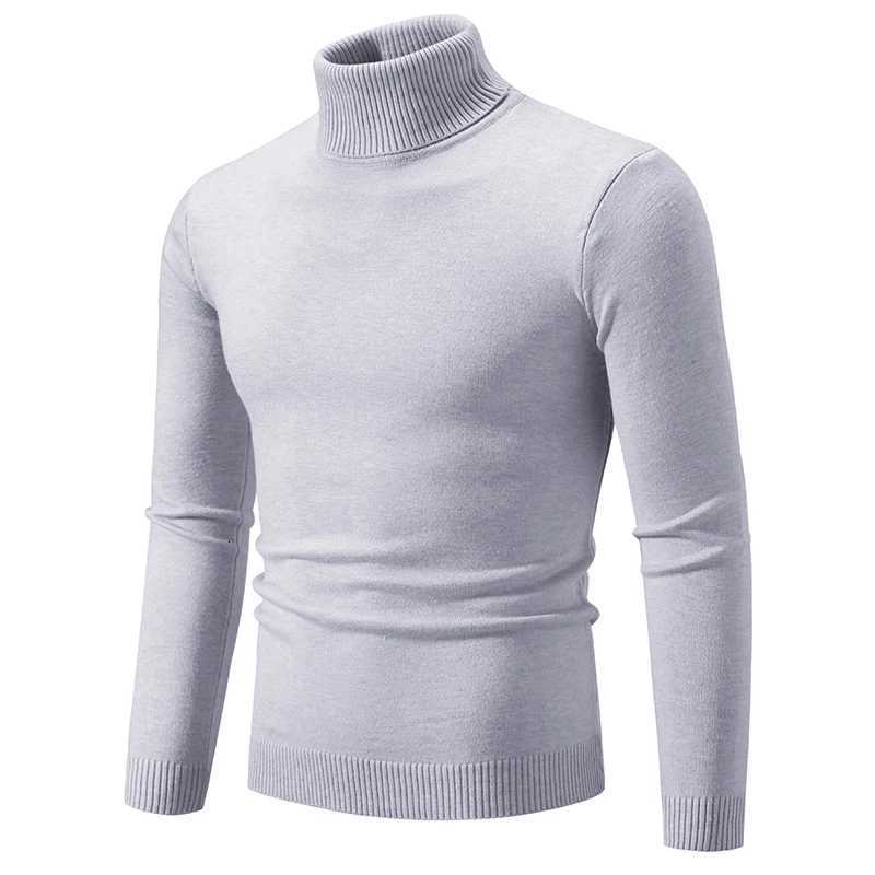 2024 Autumn/Winter New Sweater Mens High Collar Elastic Thin Knitted Solid Color Casual Versatile Top Tight and Warm Z250725