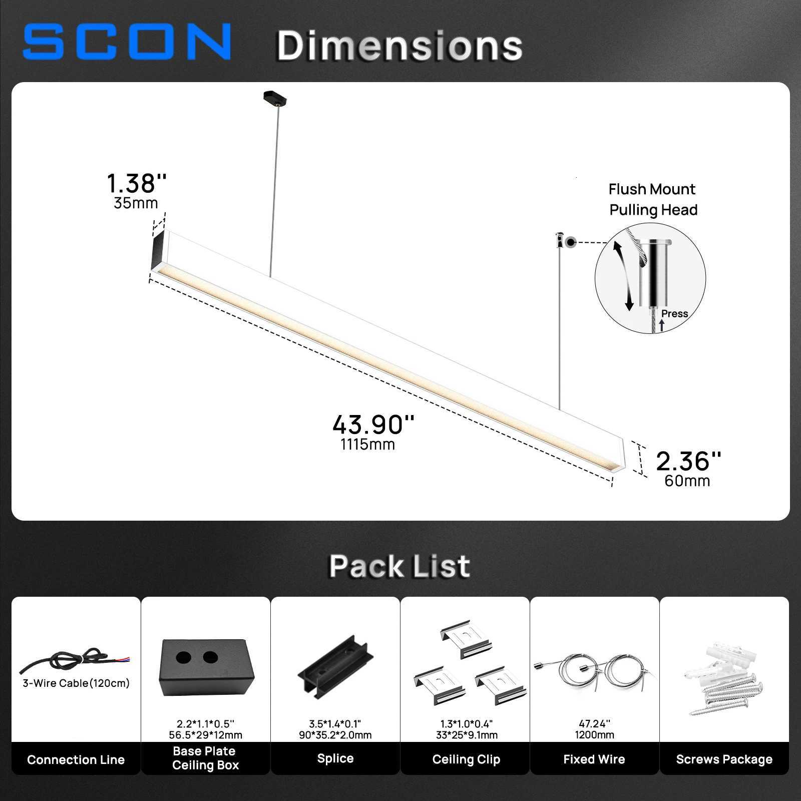 SCAN Modern Linear Pendant Lights Minimalist LED Long Strip Lighting For Dining Table Office Room Cord Hanging Lamp Lustre XJ250725