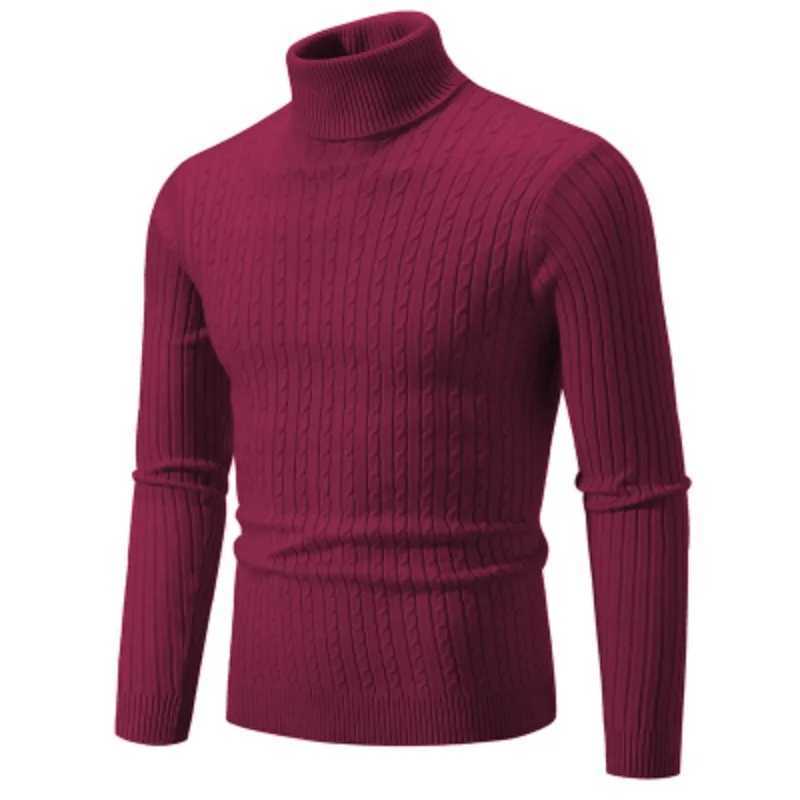 New Mens High Neck Sweater Solid Color Pullover Knitted Warm Casual Turtleneck Sweatwear Woolen Mens Winter Outdoor Tops Z250725