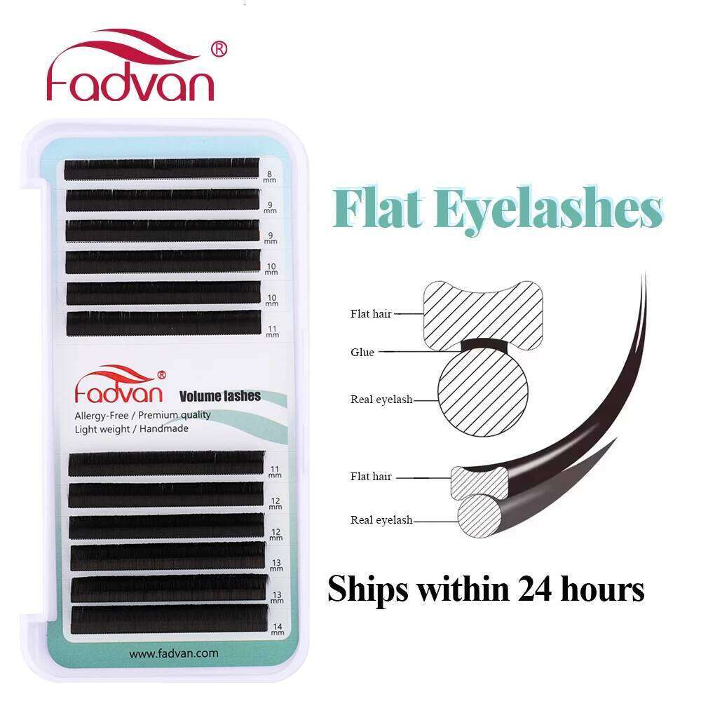 Fadvan Ellipse Flat Eyelash 0.15/0.20 Silk ic Individual Lashes Extension Natural Faux Mink Eyelashes Wire Matte Black X250725