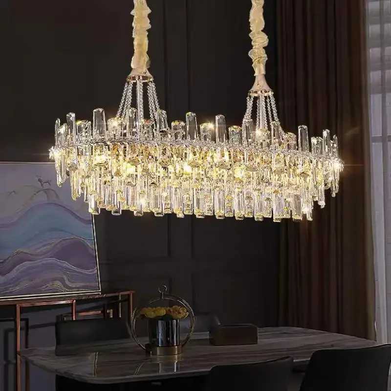 Luxury Modern LED E14 Ceiling Chandeliers Decorative Clear Crystal Hanging Lamps for Villa Living Dining Room Lighting FixturesXJ250725