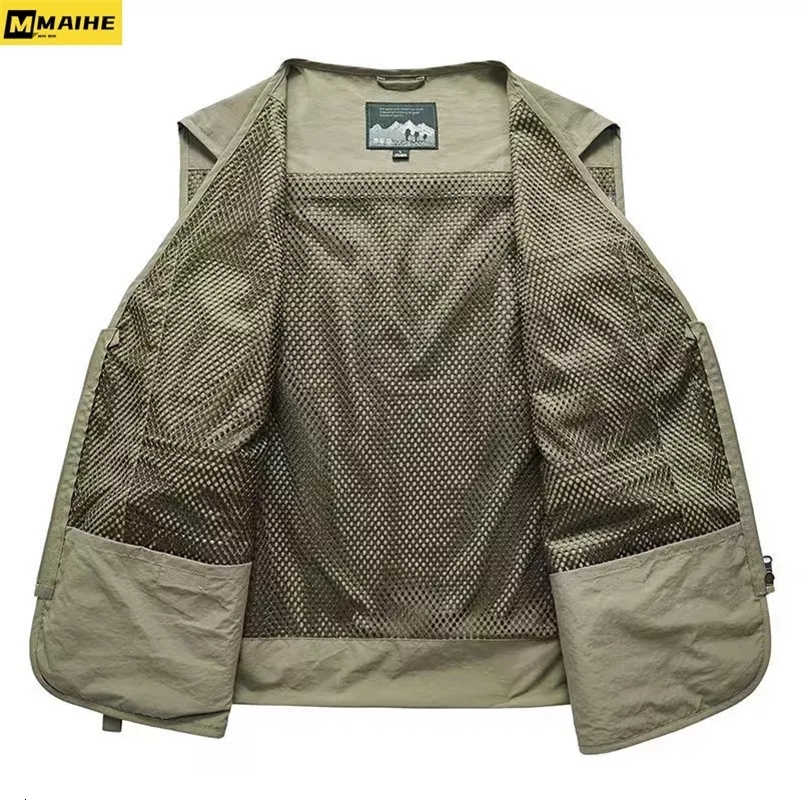 14 Pockets Summer Men US Tactical Hiking Fishing Vest Mens Pographer Waistcoat Mesh Cargo Sleeveless Jacket Tool y250725