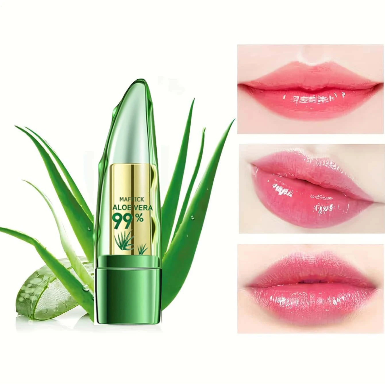 1PC Moisturizing Aloe Vera Lipstick Discoloration Lip Care Nutritious Plumper Balm Magic Cosmetic Makeup Beauty 250716