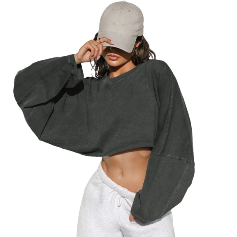 A51 Women Long Sleeve Sweatershirt Cropped Yoga Shirts Outfits Winter Fitness Running Gym Clothes Workout T-shirt Dry Slim Fit Breathable High Elastic Sports Top