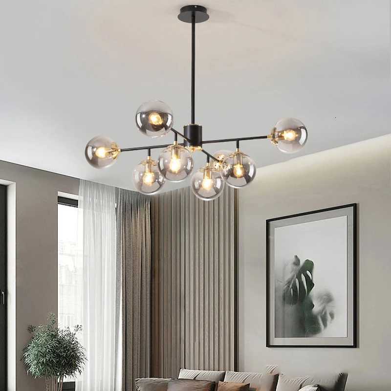 Modern Nordic Led Chandelier Living Room Kitchen Dining Room Bedroom Home Interior Lighting Glass Lampshade XJ250725
