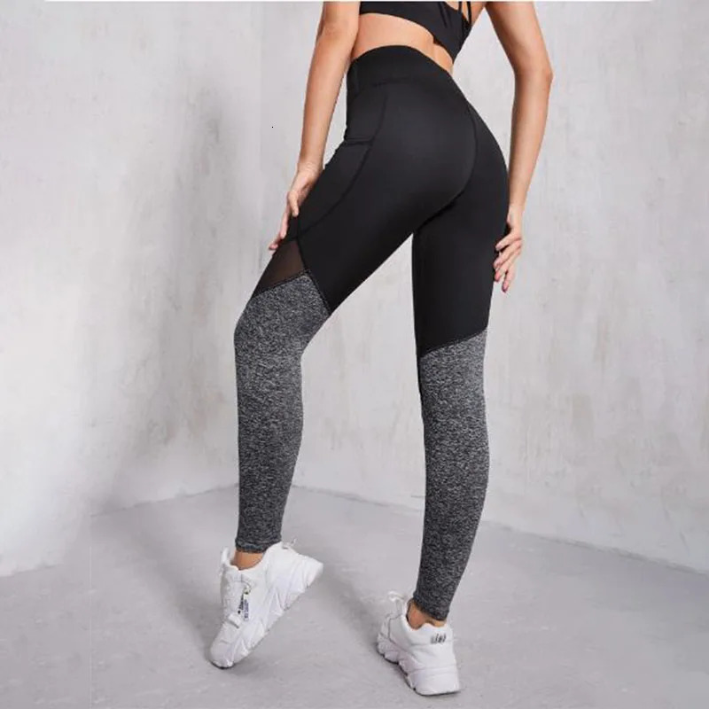 Seamless Sexy Mesh Spliced Legging with Pocket Leggings High Waist Push Up Butt Gym Trainning Fashion Slim Yoga Tights 250725