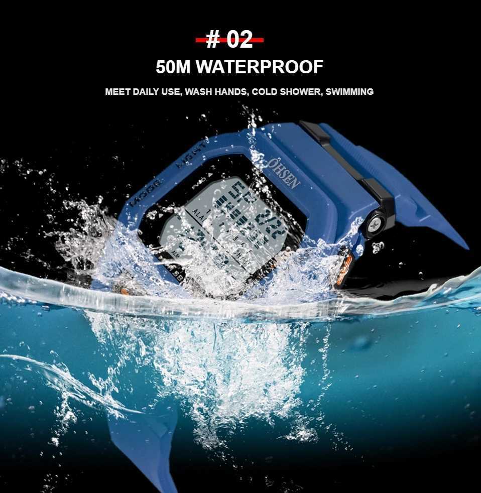 Fashion Digital Men Watch Mens Watch Red Waterproof Outdoor Sport Silicone Watch Army Electronic Wristwatch Mens Watch X250726