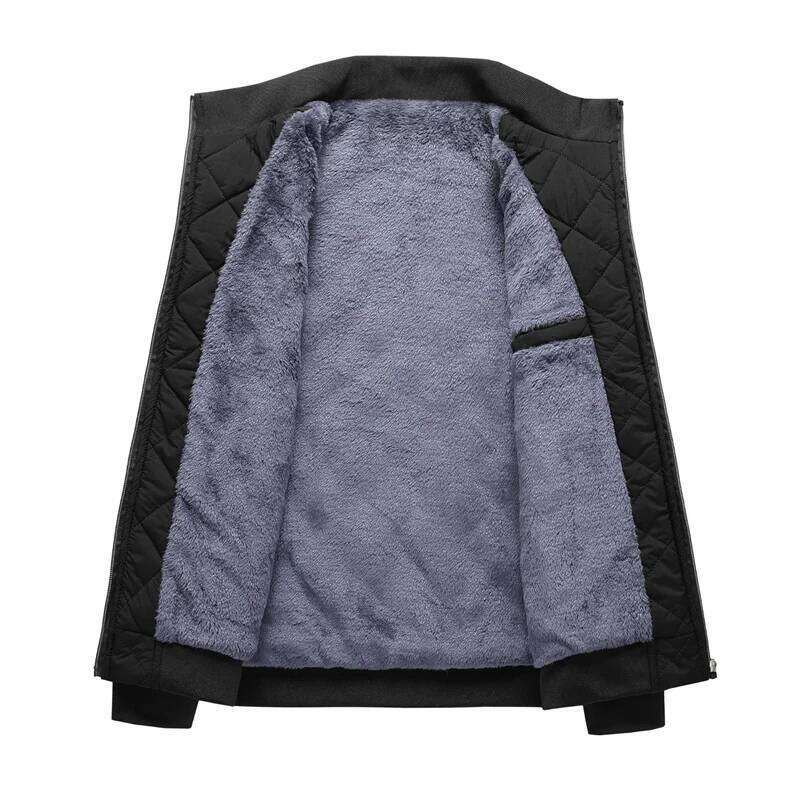 Autumn Winter Bomber Dia Pattern Fleece Lined Casual Jacket Men Fashion Clothing 2023 Brand New Slim Fit Coat