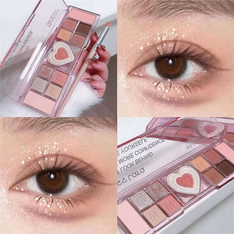 12Colors Love Heart Pink Eyeshadow Palette Natural Cool Tone Low Saturation Matte Eye Shadow Pallet Brown Korean Makeup Cosmetic