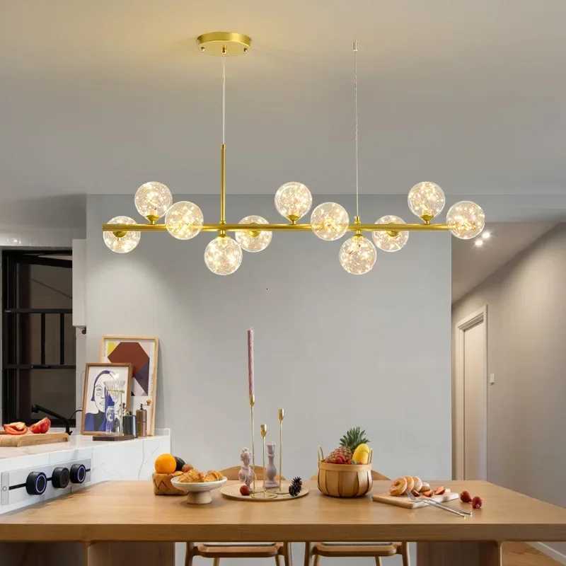Modern Glass Ball Ceiling Chandelier for Table Dining Living Room Kitchen Island Molecule Pendant Lamp Indoor Lighting FixtureXJ250725