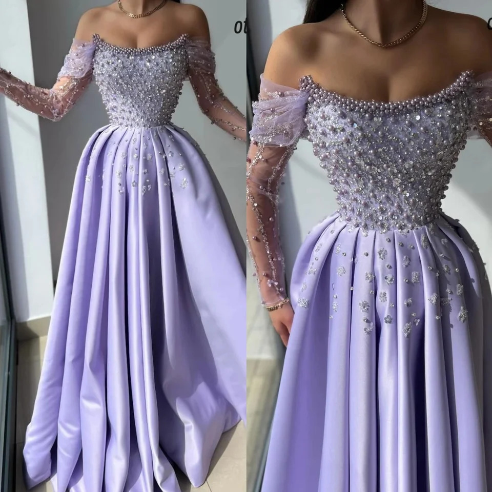 Glimmer Charming Beaded Celebrity Dresses for Woman Pleating Off the Shoulder Sweetheart Vestido De Formatura Plus Size Custom 250725