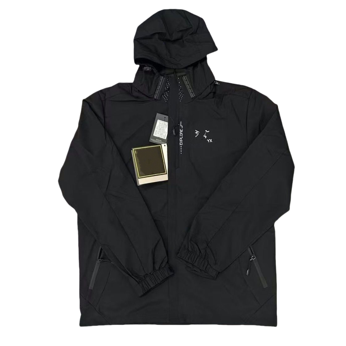 designer jackets waterproof jacket outdoor casual brand black and white windbreaker hoodie logo printed fashionable mens jacket asian size