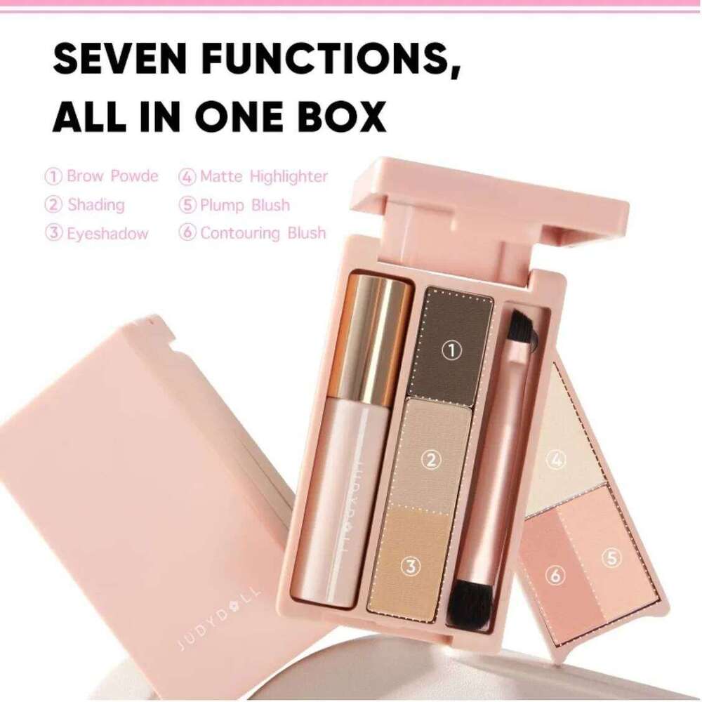 Judydoll Portable lti-Function Box Highlighter Blush Mascara Eyeshadow Eyebrow Powder Brush Cosmetics