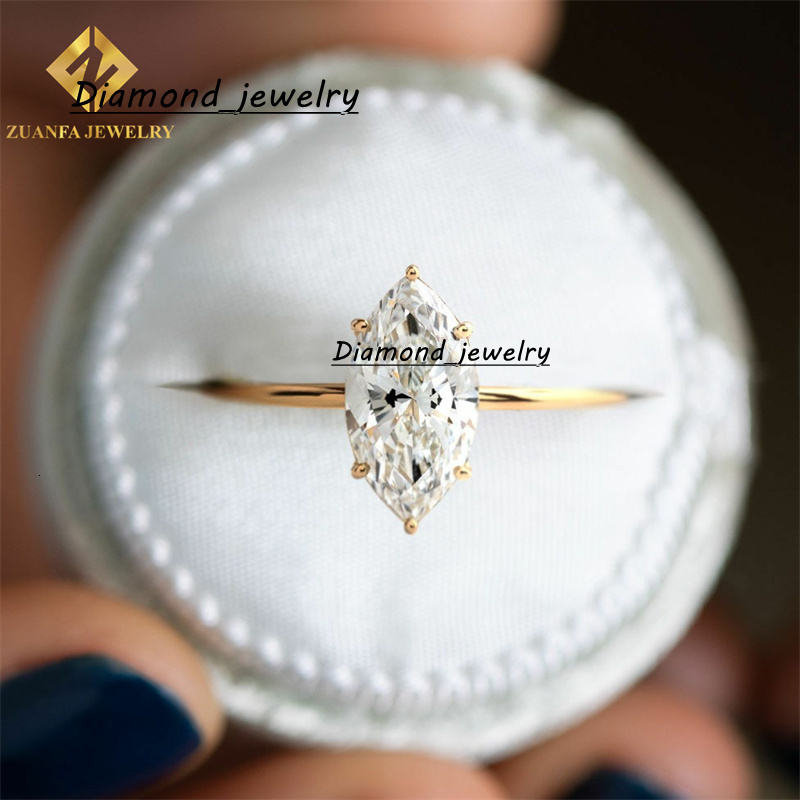 Fine Jewelry Custom AU585 AU750 Real Solid Yellow Gold Mossanite Wedding Solitaire Moissanite Engagement Ring Set for Women