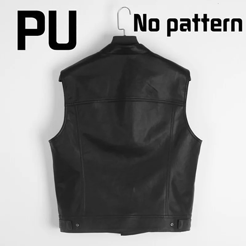 Solid Color Mens Faux Leather Vest Motorcycle Standing Collar Team Punk Shoulder for Men 250725