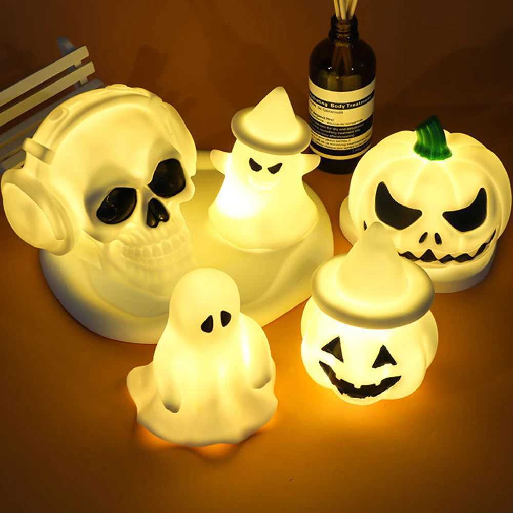 Halloween Decoration Skull LED Night Light Bedroom Table Horror Ghost Lamps Room Decor Bedside Lighting Lamps for Kid Gift XJ250725