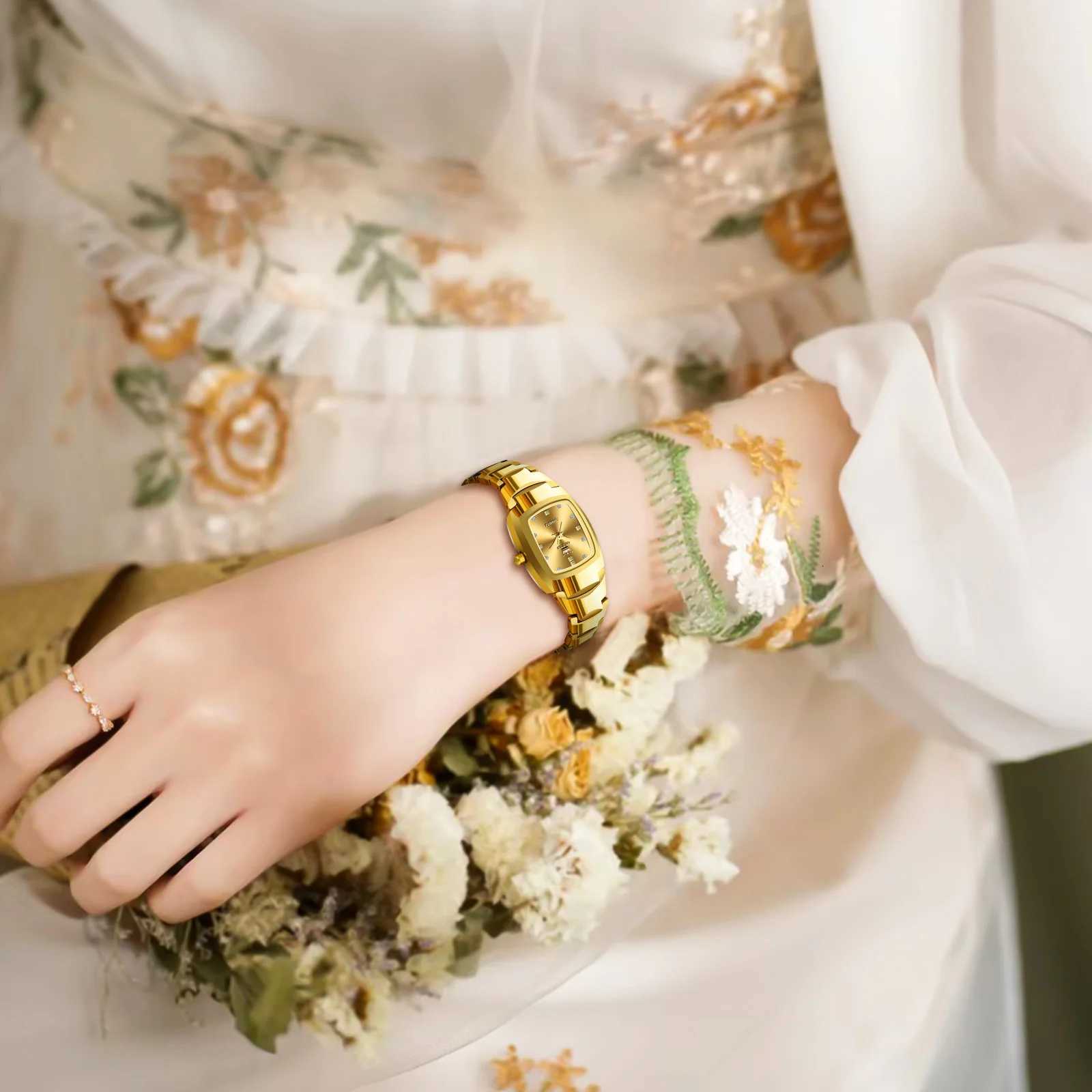 OLEVS Ladies Waterproof Watch Gold Luxury Stainless Steel Wen Watches Creative Fashion Elegant Quartz Wristwatch Gift X2507261