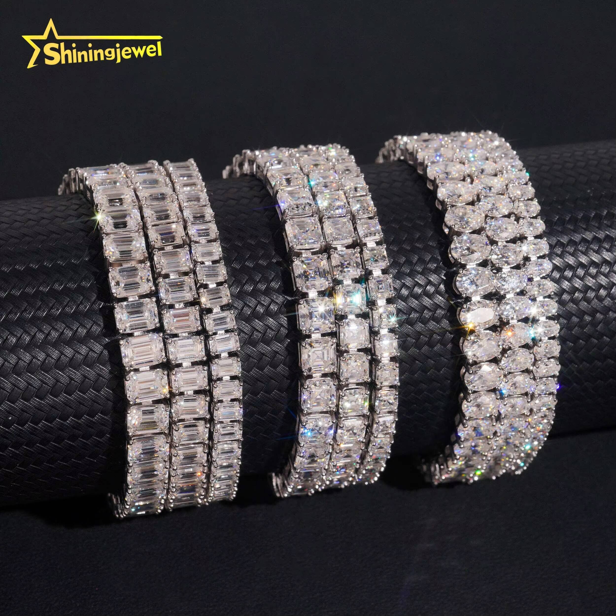 Iced Out Bracelet Men Luxury Hip Hop Fancy Cut Moissanite Bracelet Collection Fine Jewelry 925 Silver Tennis Bracelet Daily Wear
