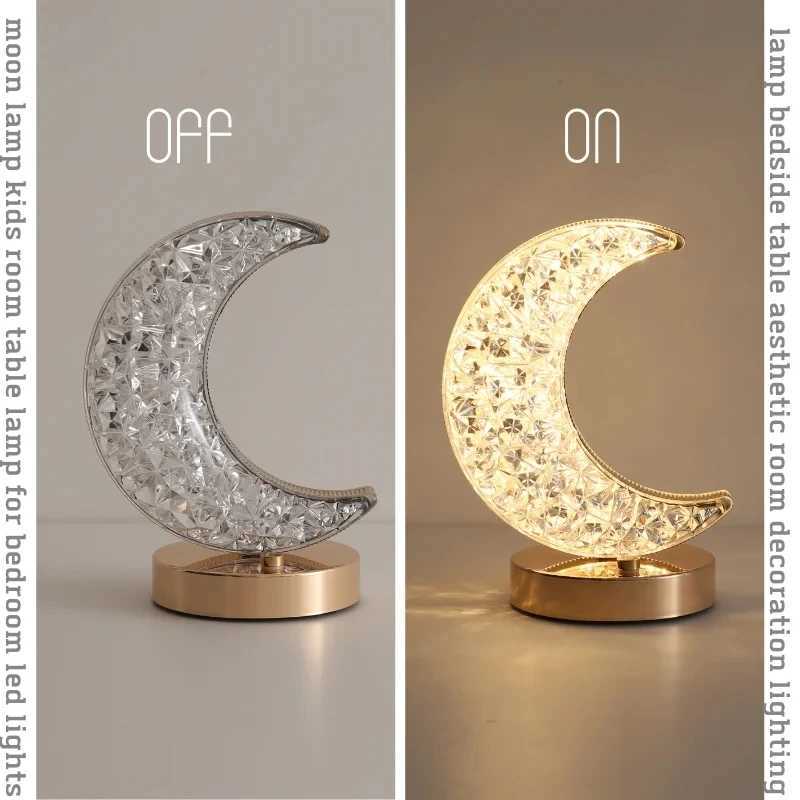 3D Moon Lamp with Crystal Touch Dimming Night Light for Girls Room Home Decor Aesthetics USB Bedside LED Ambient Table XJ250725