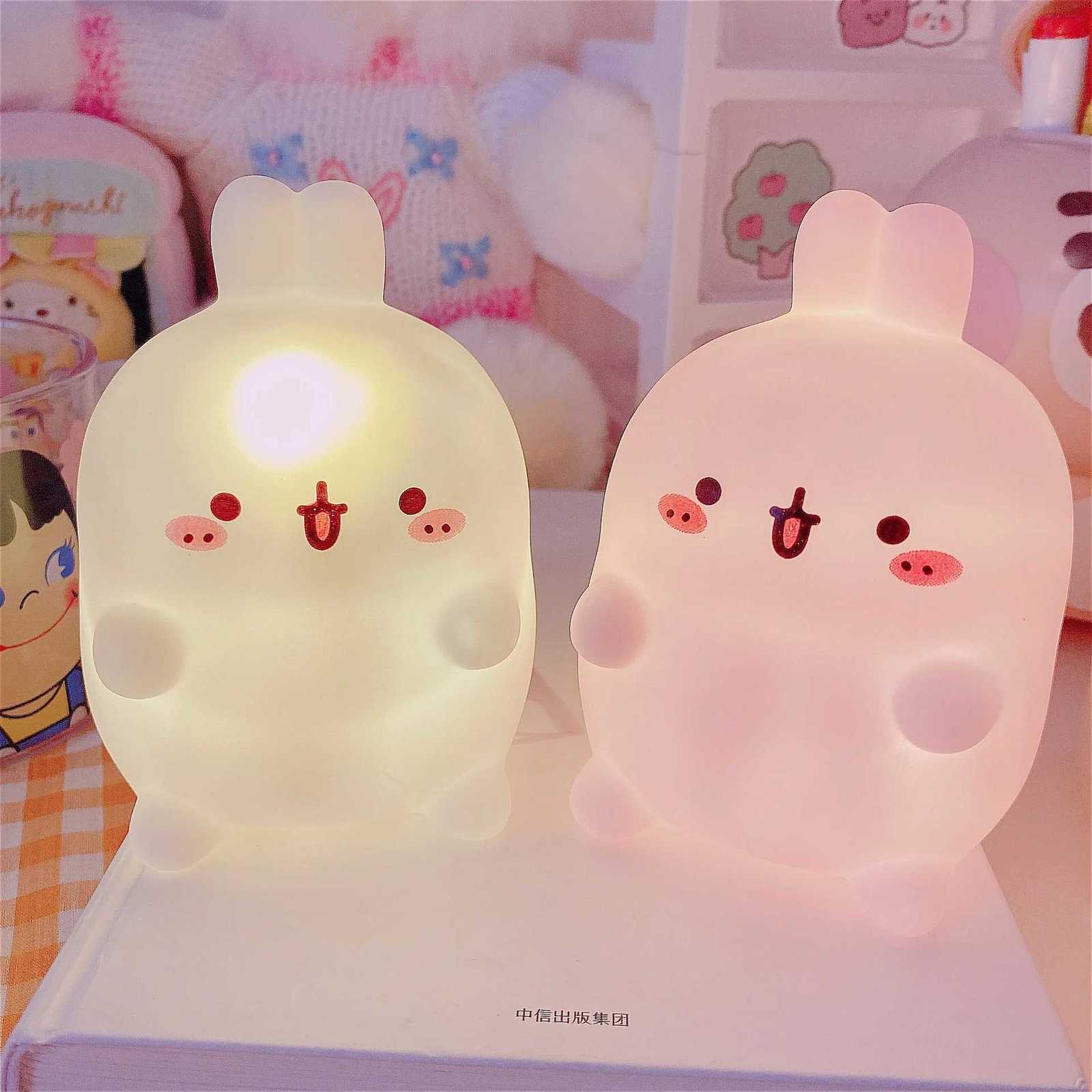 Rabbit Night Light Bedhead Bedroom LED Small Table Light Non Plug In Floor Stand Creative Atmosphere Night Light Decoration XJ250725