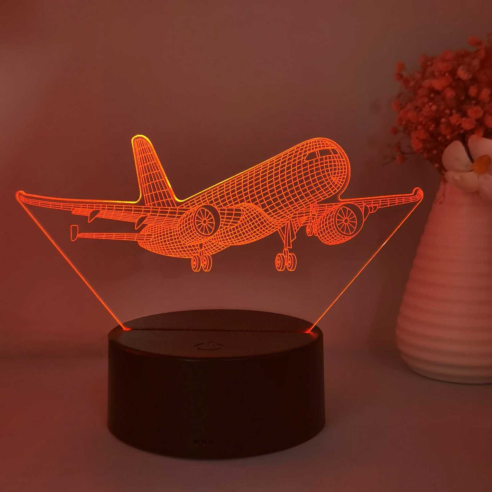 1pc aircraft model 3D night light USB interface gift for flying enthusiasts collection of table lights holiday decorative lights. XJ250725