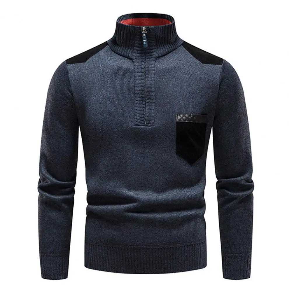 Turtleneck Pullover Men Knitted Sweater Cashmere Thick Shirts Half Zipper Cold Blouse Stand Collar Autumn Winter Outerwear Z250725