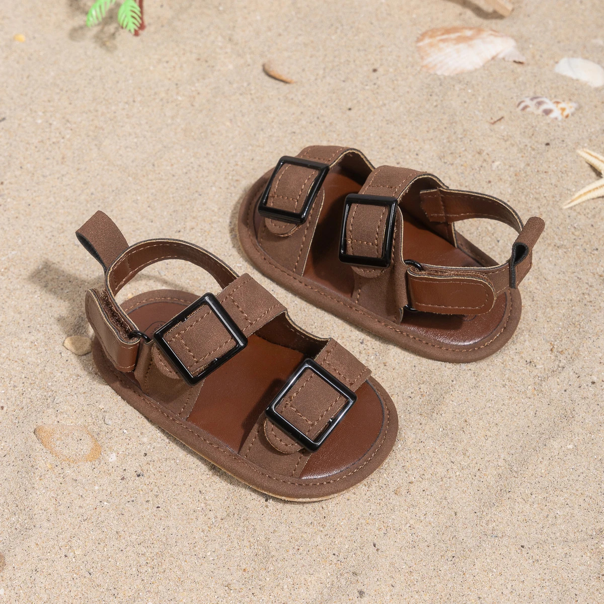 Infant Casual Style Buckle Decoration Beach Baby Sandals Antislip Comfortable Softsoled First Walkers 250725