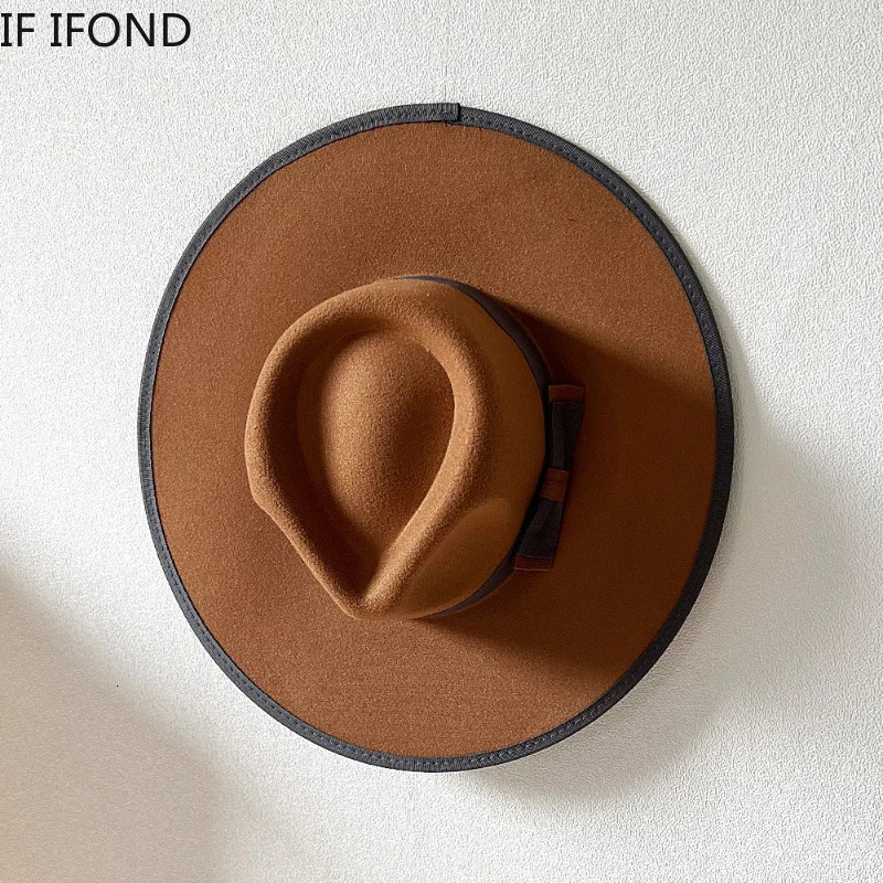 Elegant Fascinator Bow Tie Fedora Hat for Women 9.5cm Wide Brim Men Wool Church Jazz Hats Wedding Party Dress Cap 250724