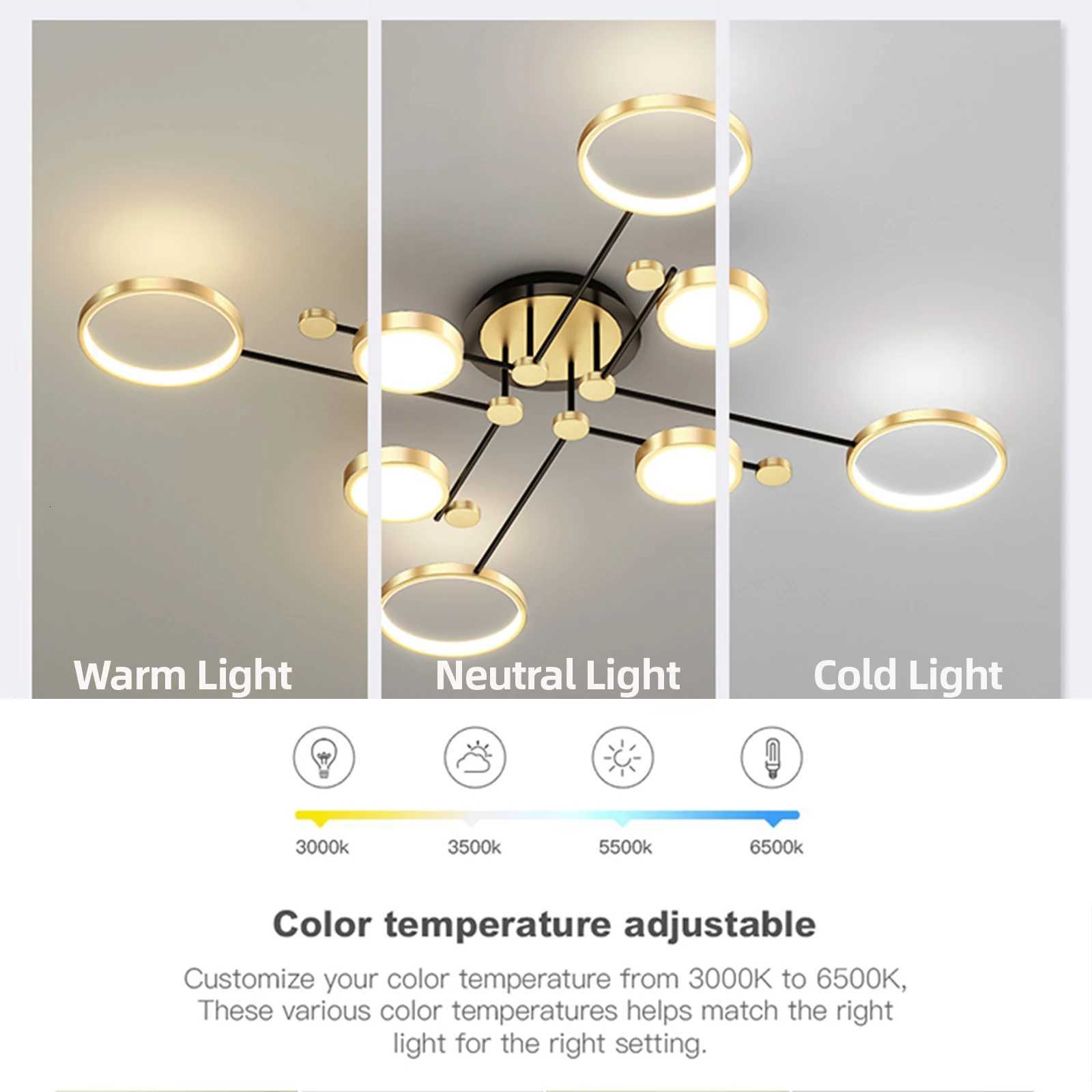 Modern LED Chandelier Lighting For Living Room Bedroom New Lamp Gold Frame Aluminum Dropshipping Indoor Fixture Light Chandeliers XJ250725