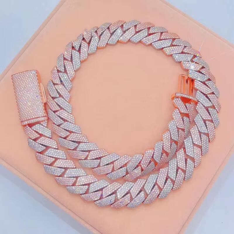 Miami Fashion Cuban Chain Gold Plated Hip Hop Pop Cuban Necklace Moissanite Diamond Necklace Cuban Chain Link