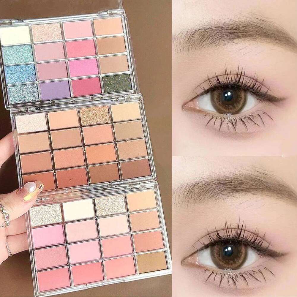 Low Saturation Shadow Palette 16 Colors Glitter Earth Brown Color Shiny Acrylic Eyeshadows Pearl Matte Daily Eye Makeup