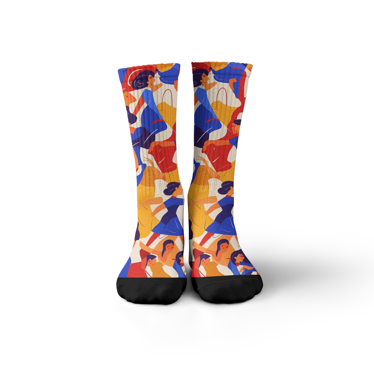 Vibrant Dancing Figures Unisex Tube Designer Socks C089