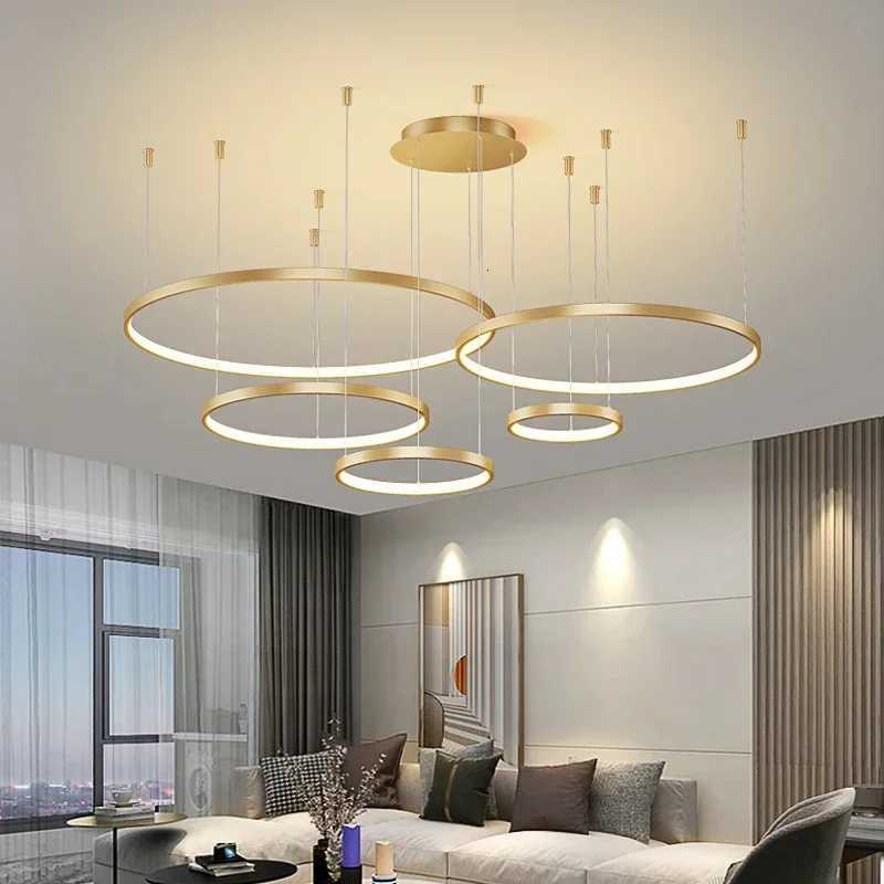 Minimalist Pendant Lights Modern Acrylic Led Restaurant Chandelier Living Room Ring Art Creative Personality Net Red Custom Lamp XJ250725