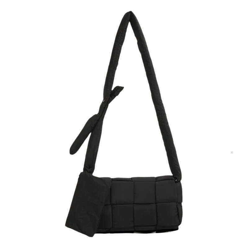 Women Lightweight Woven Soft Sponge Pillow Single Shoulder Handbag Trendy Crossbody Bag